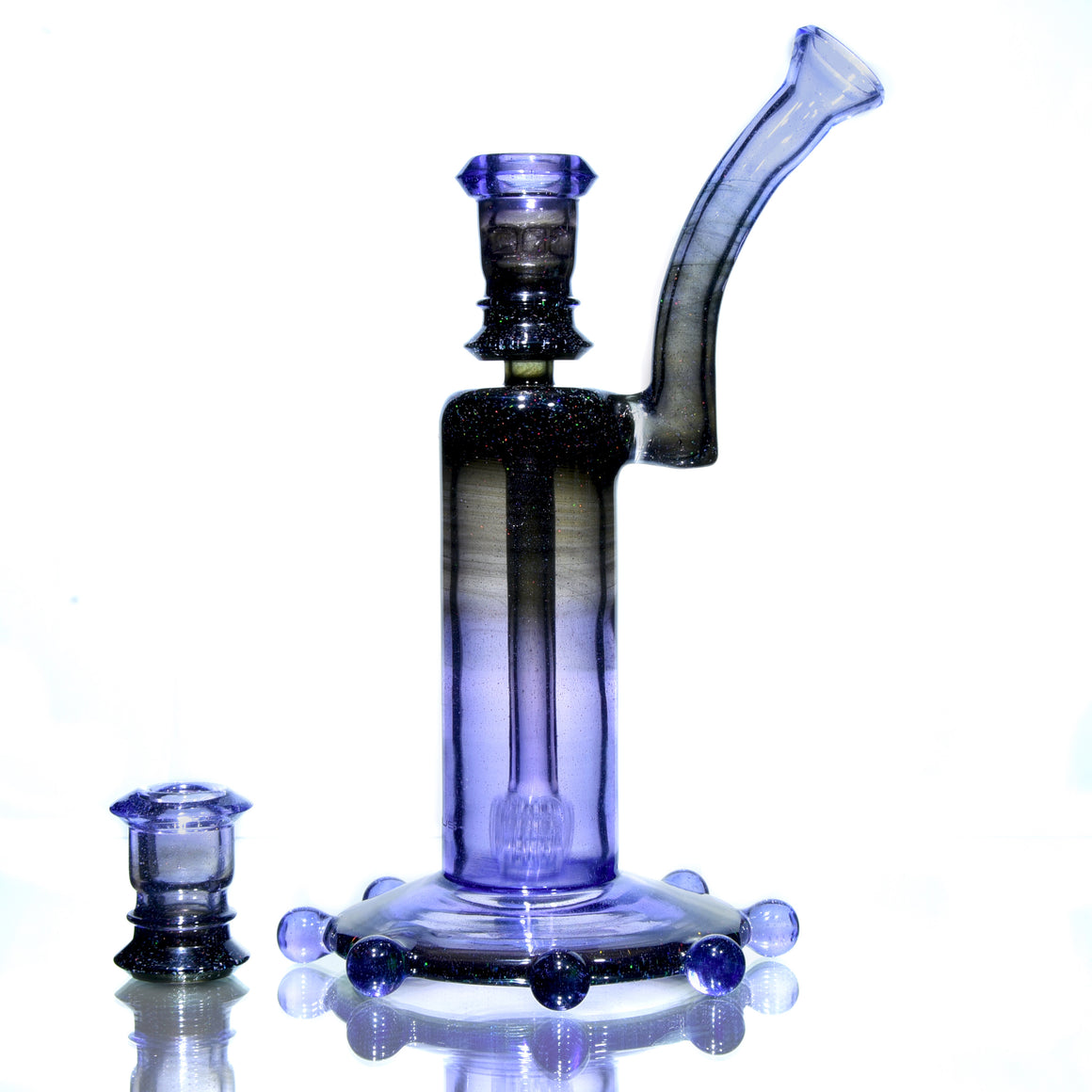 Circle Custom Fully-worked NUC - Jet Black Crushed Opal/Jackpot & Purple Rain Gradient Fade