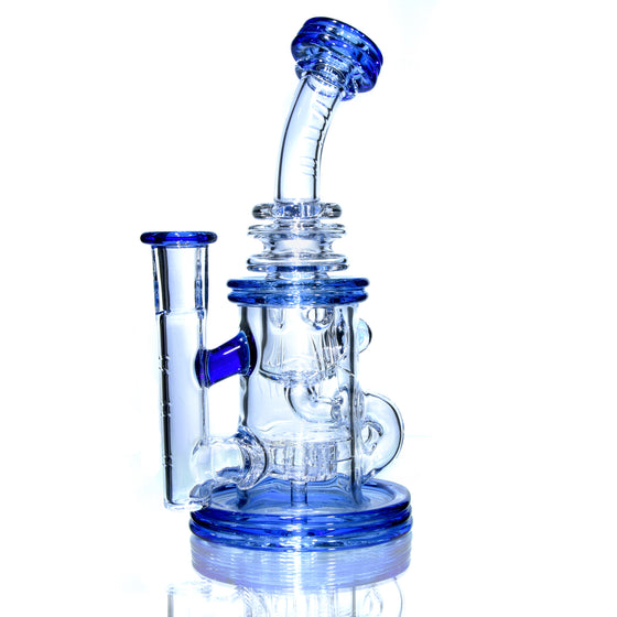 Fully-accented Crystalo Carved Klein Recycler - Blue Dream - 14mm Female