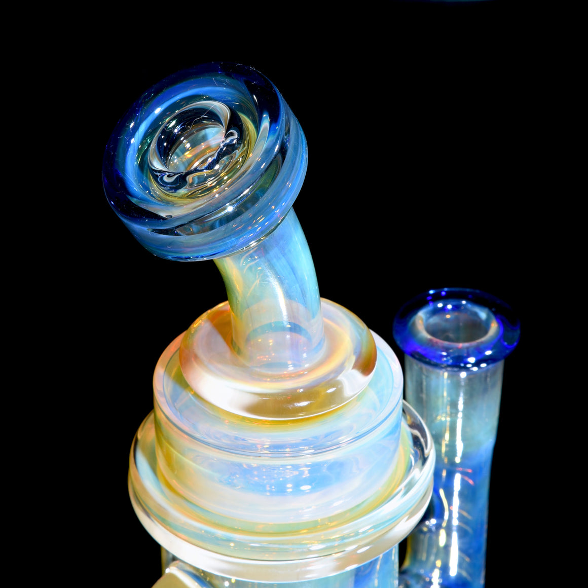 Fumed & Carved Klein Recycler w/ Gridded Perc - Cobalt - 14mm Female