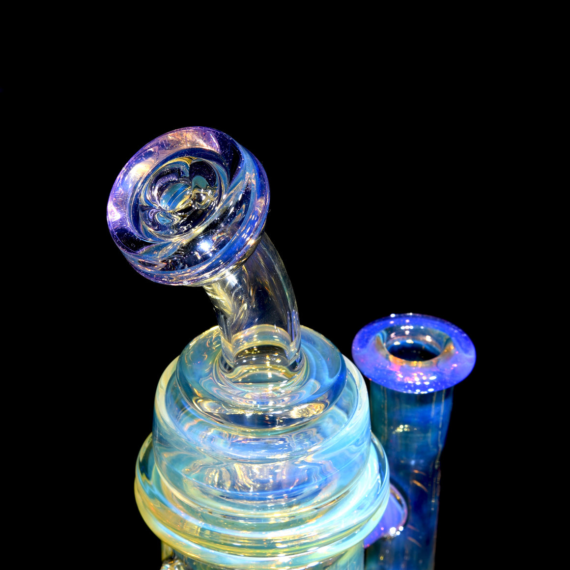 Fumed & Carved Klein Recycler w/ Gridded Perc - Pink Slyme - 14mm Female