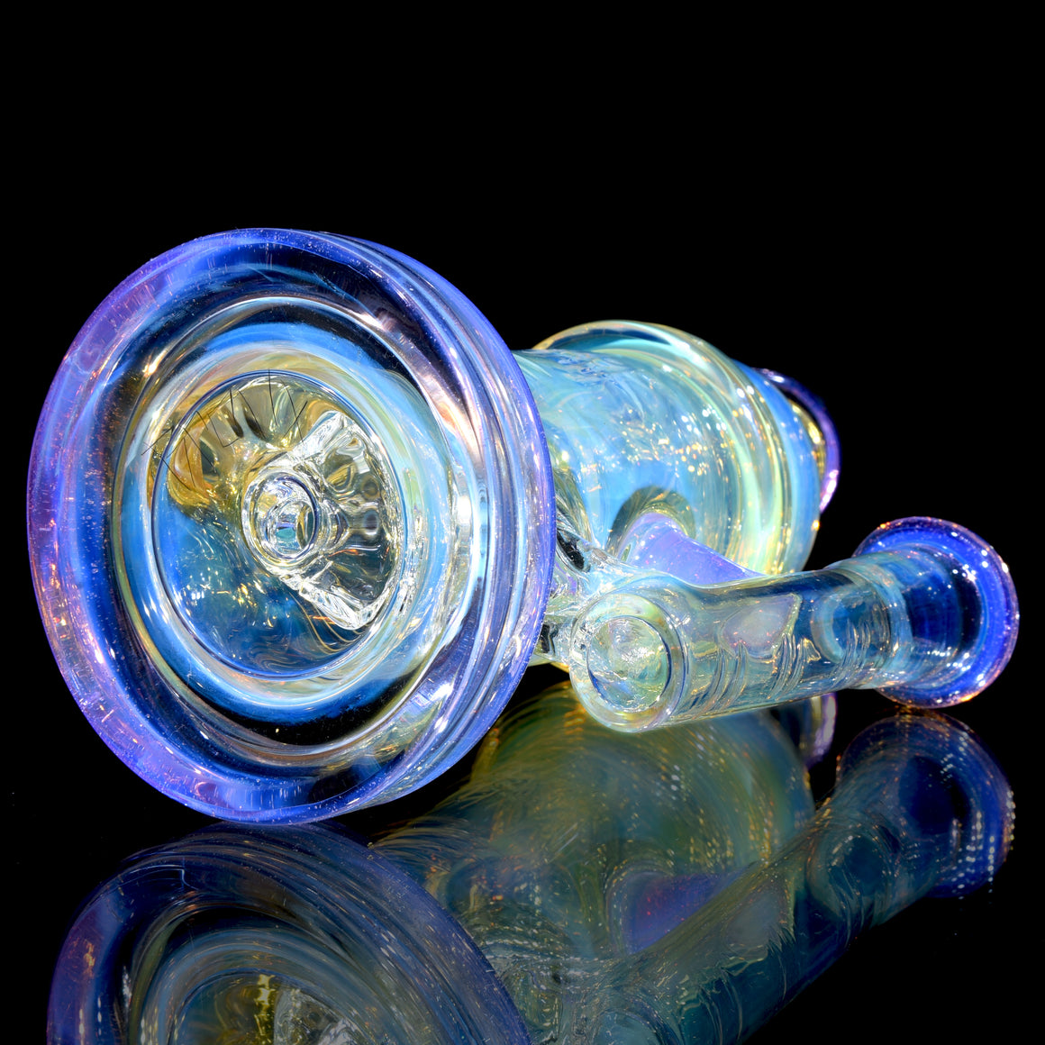 Fumed & Carved Klein Recycler w/ Gridded Perc - Pink Slyme - 14mm Female