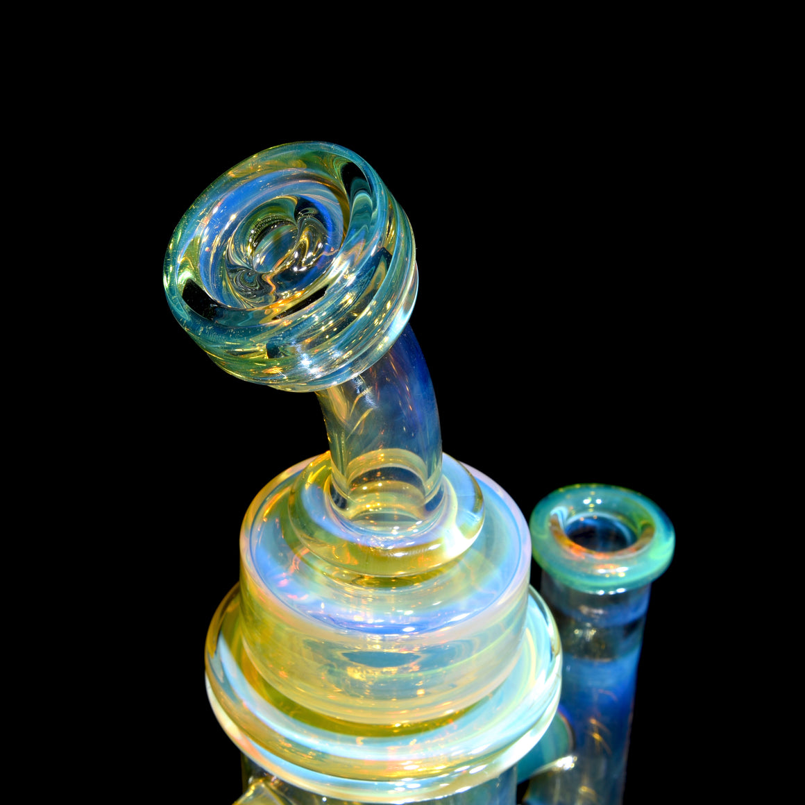 Fumed & Carved Klein Recycler w/ Gridded Perc - Sea Slyme - 14mm Female