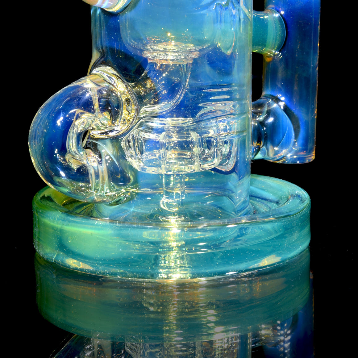 Fumed & Carved Klein Recycler w/ Gridded Perc - Sea Slyme - 14mm Female