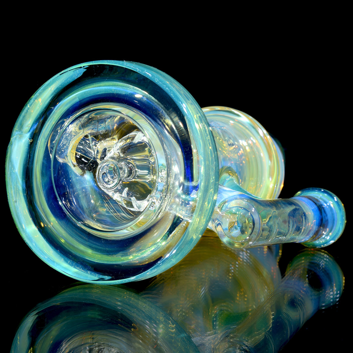 Fumed & Carved Klein Recycler w/ Gridded Perc - Sea Slyme - 14mm Female