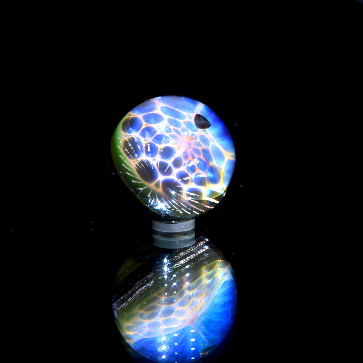 "Lunar Light Vibration Mandala" - 32mm/1.26" Topper Marble