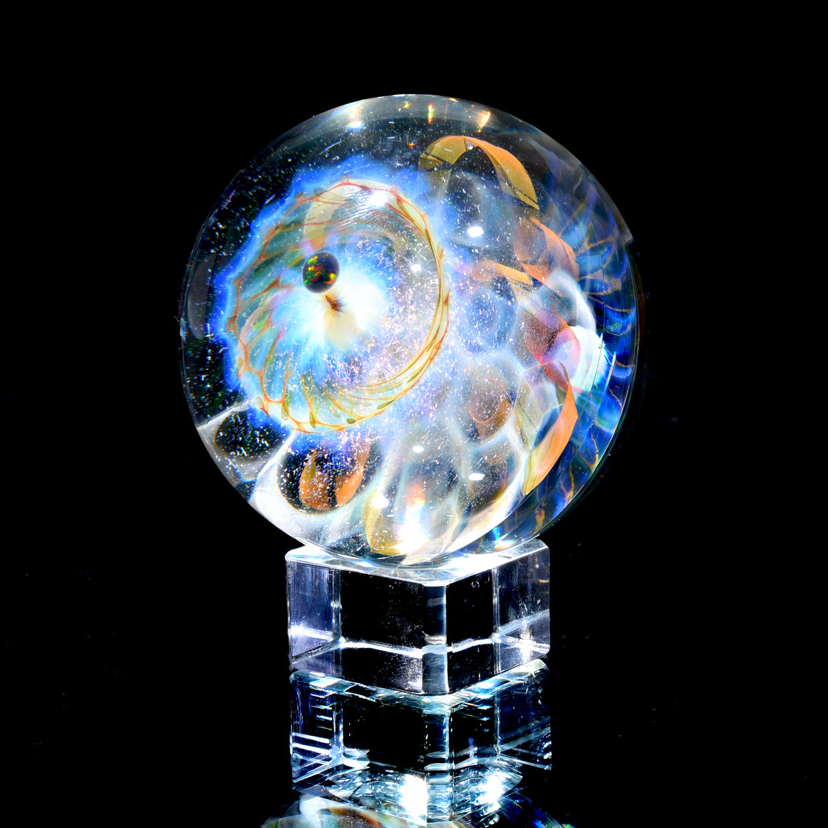 "Light Lotus" - 78mm/3.05" UV Reactive Borosilicate Marble