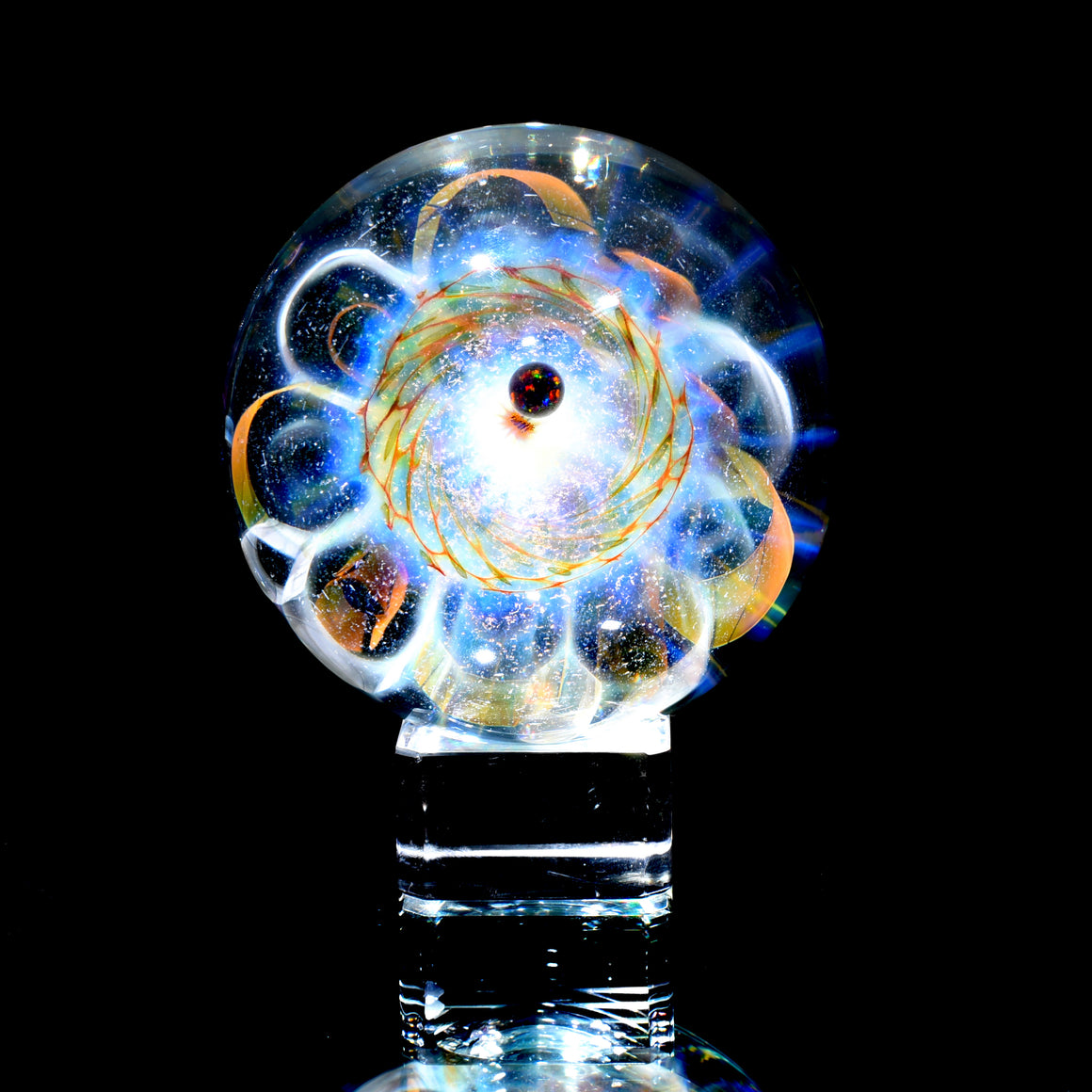 "Light Lotus" - 78mm/3.05" UV Reactive Borosilicate Marble