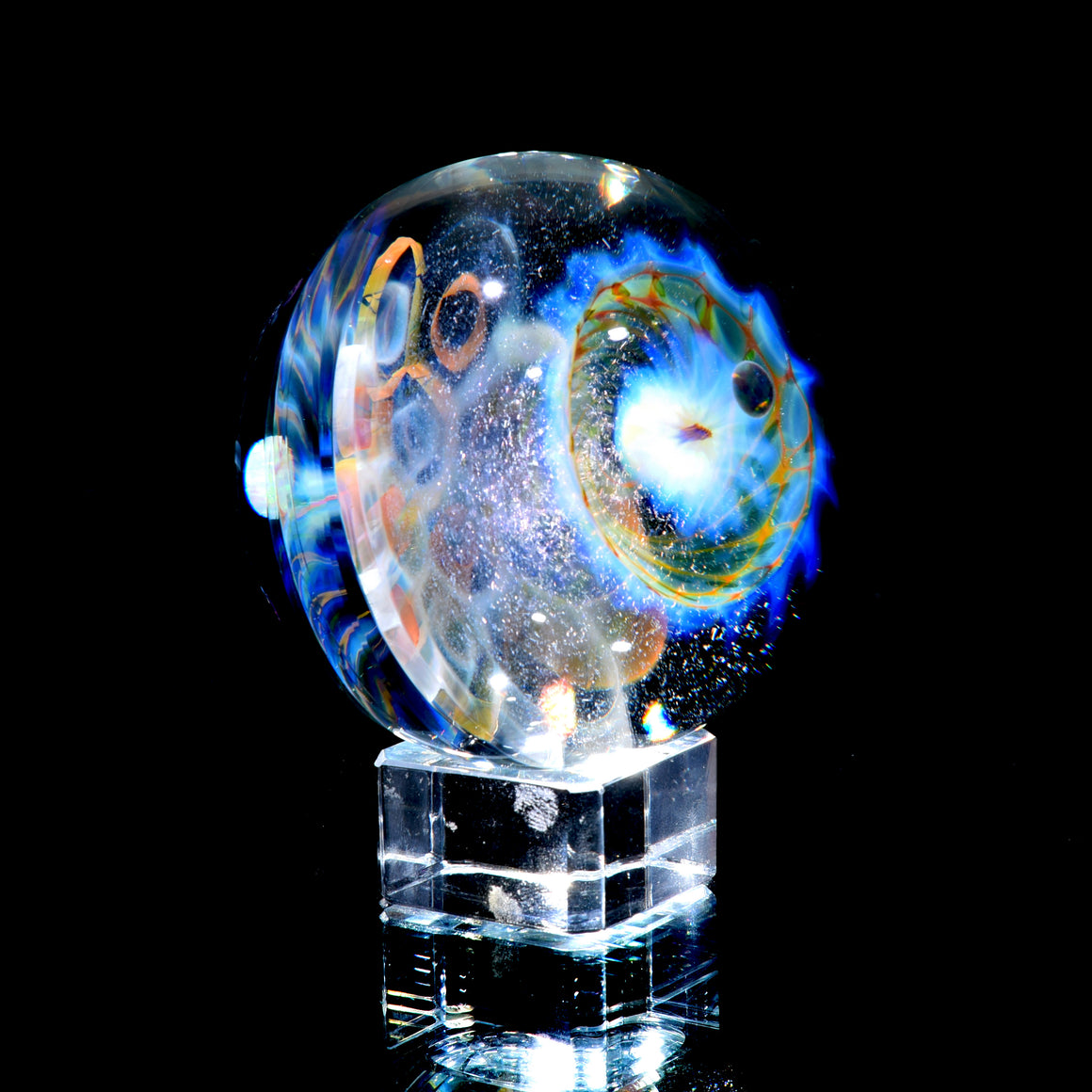 "Light Lotus" - 78mm/3.05" UV Reactive Borosilicate Marble