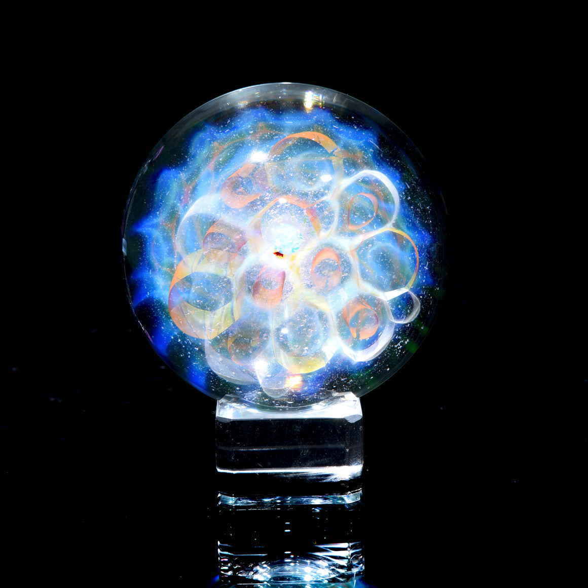 "Light Lotus" - 78mm/3.05" UV Reactive Borosilicate Marble