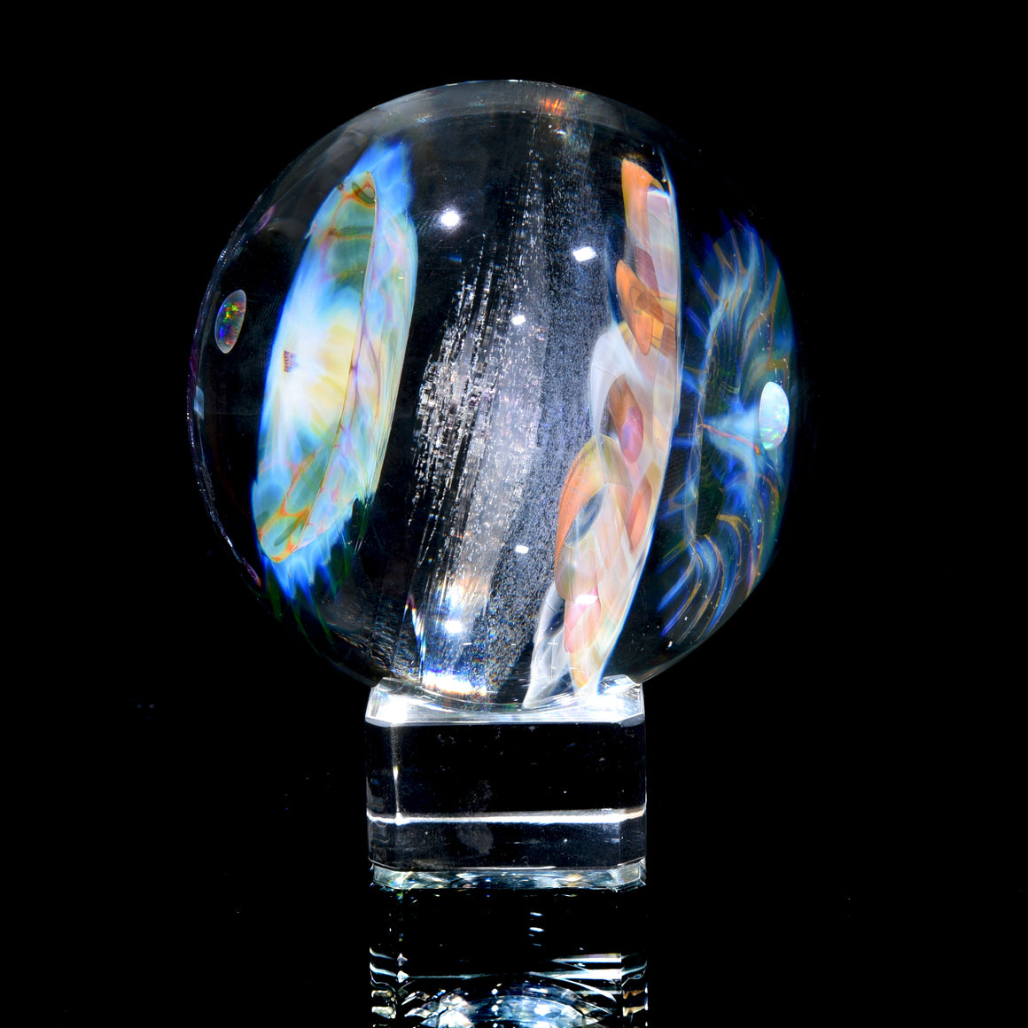 "Light Lotus" - 78mm/3.05" UV Reactive Borosilicate Marble