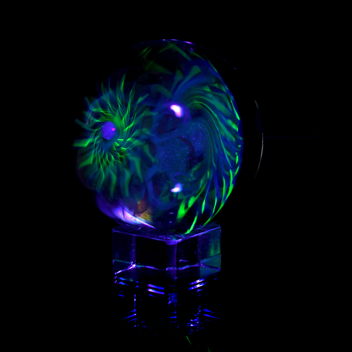 "Light Lotus" - 78mm/3.05" UV Reactive Borosilicate Marble