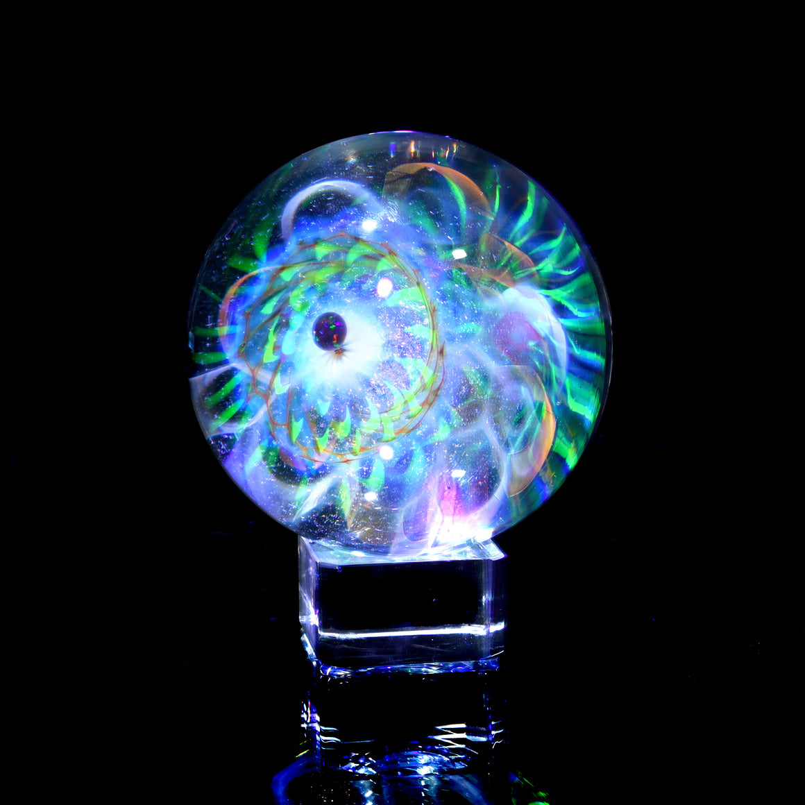 "Light Lotus" - 78mm/3.05" UV Reactive Borosilicate Marble