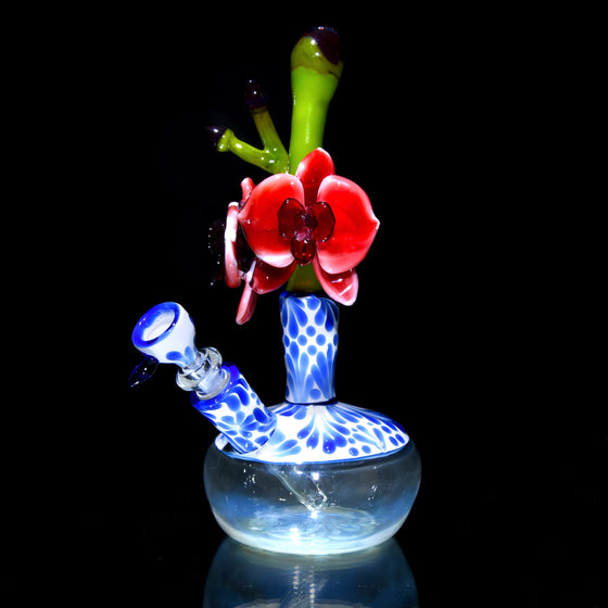 Chinoiseries Fumed Vase Mini Tube w/ Removable Downstem - Red Orchid - 10mm Female