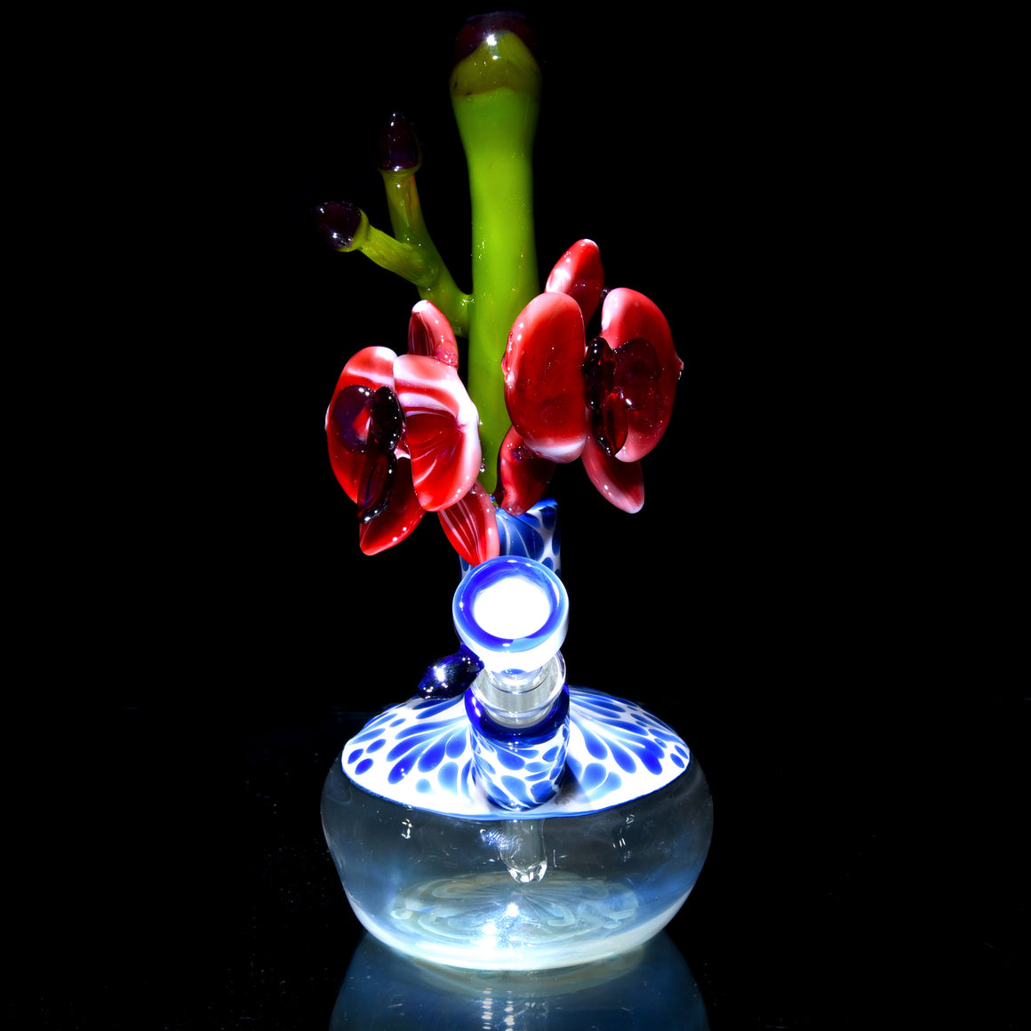 Chinoiseries Fumed Vase Mini Tube w/ Removable Downstem - Red Orchid - 10mm Female