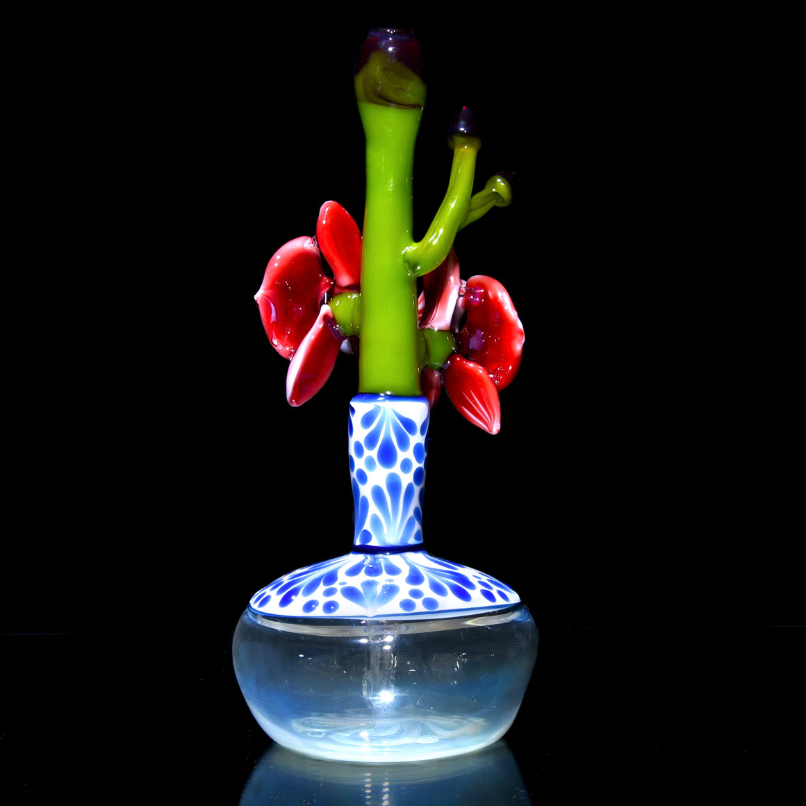 Chinoiseries Fumed Vase Mini Tube w/ Removable Downstem - Red Orchid - 10mm Female