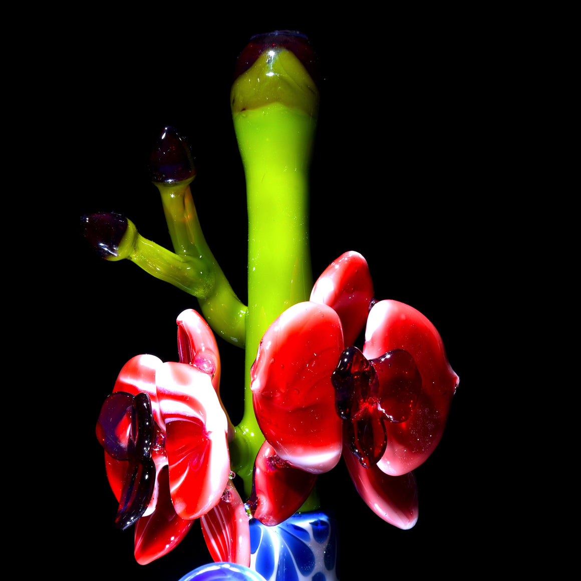 Chinoiseries Fumed Vase Mini Tube w/ Removable Downstem - Red Orchid - 10mm Female