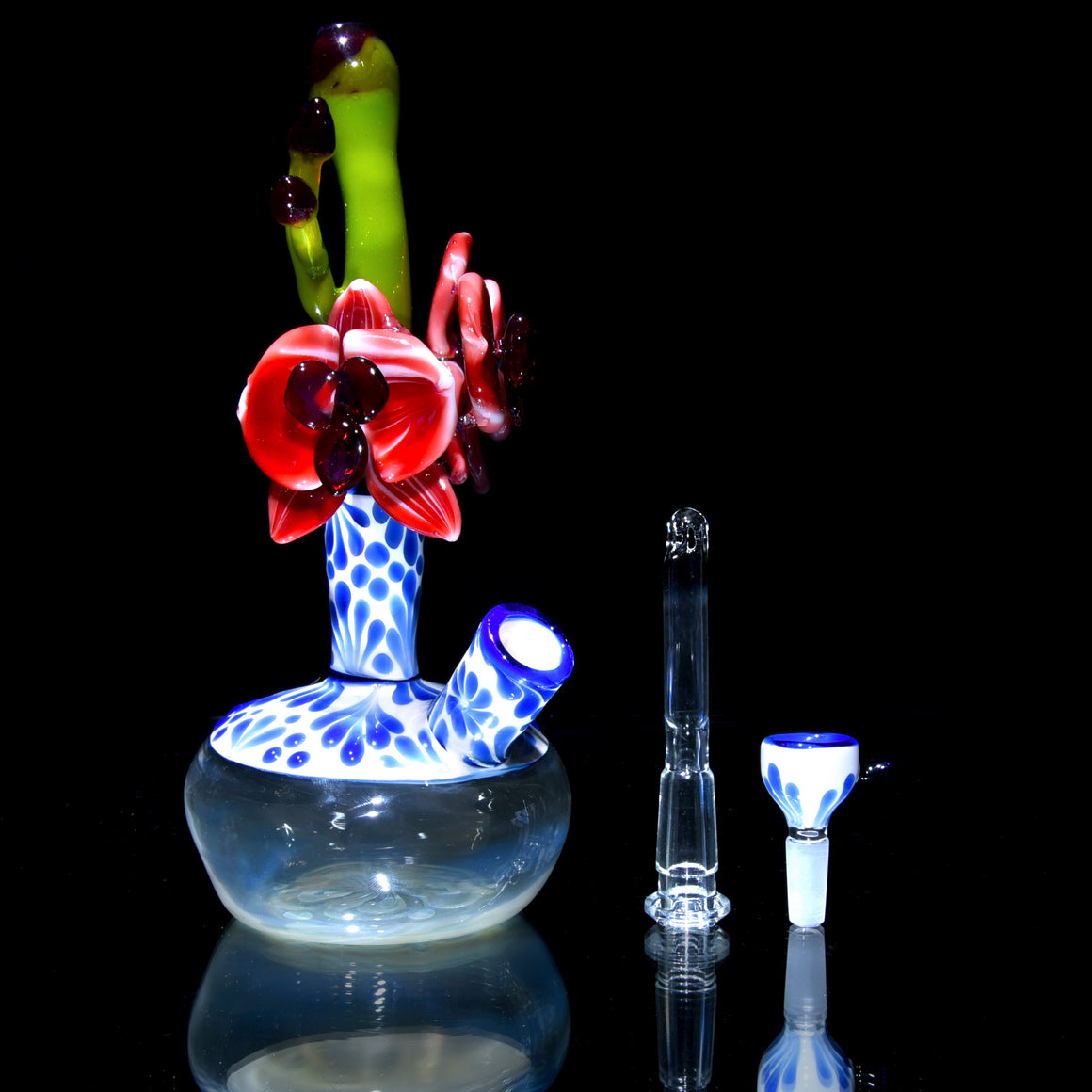 Chinoiseries Fumed Vase Mini Tube w/ Removable Downstem - Red Orchid - 10mm Female