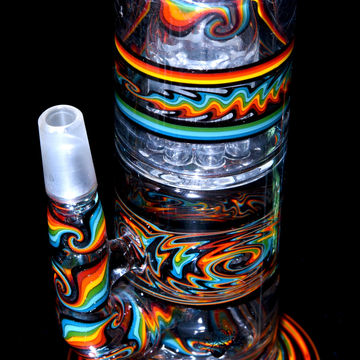 Collab - Rainbow Linework Gridded Stemline/9-arm Tree Perc Tube Set w/ Slide, Dome, & Dish - 14mm Male