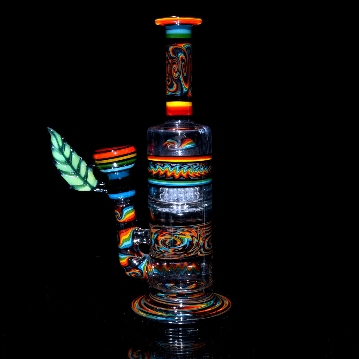 Collab - Rainbow Linework Gridded Stemline/9-arm Tree Perc Tube Set w/ Slide, Dome, & Dish - 14mm Male