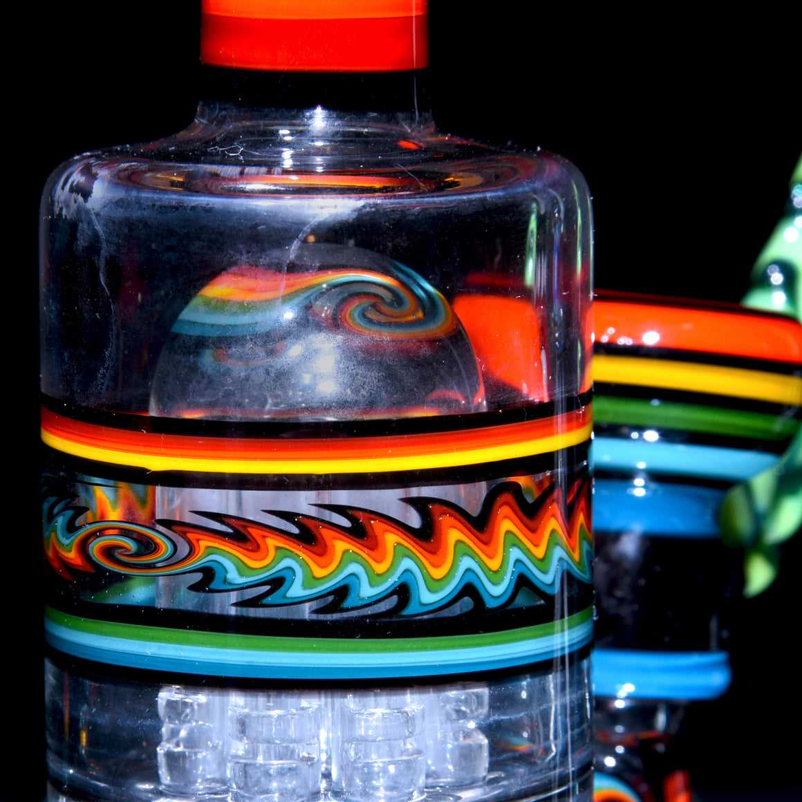 Collab - Rainbow Linework Gridded Stemline/9-arm Tree Perc Tube Set w/ Slide, Dome, & Dish - 14mm Male