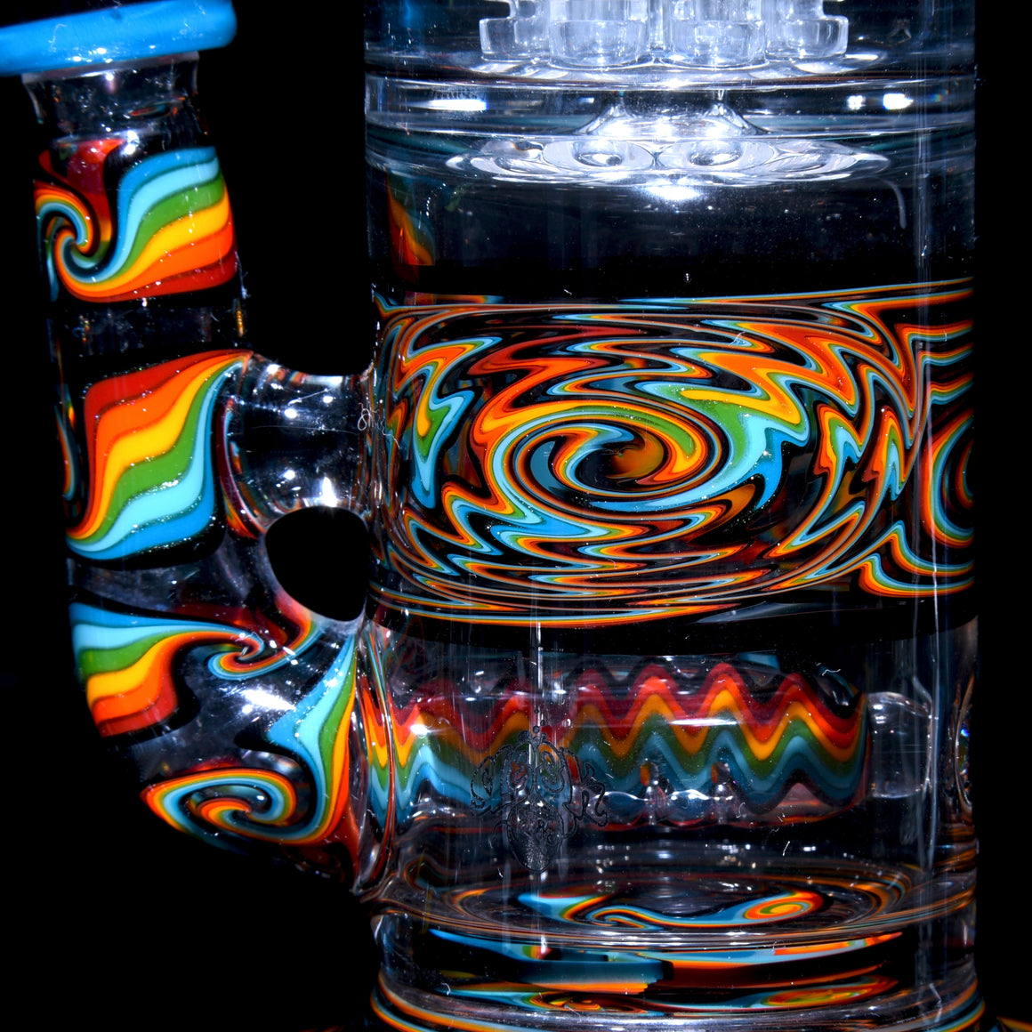 Collab - Rainbow Linework Gridded Stemline/9-arm Tree Perc Tube Set w/ Slide, Dome, & Dish - 14mm Male