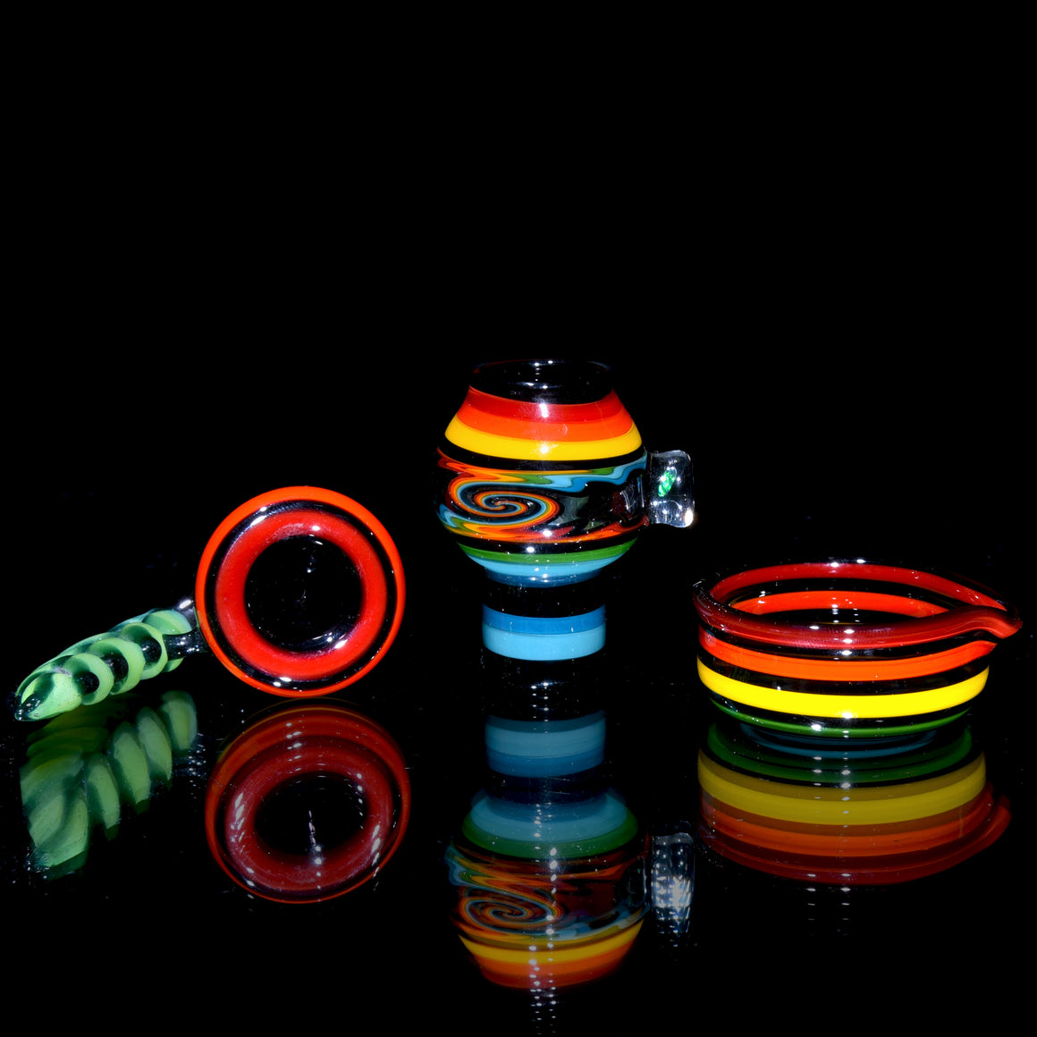 Collab - Rainbow Linework Gridded Stemline/9-arm Tree Perc Tube Set w/ Slide, Dome, & Dish - 14mm Male