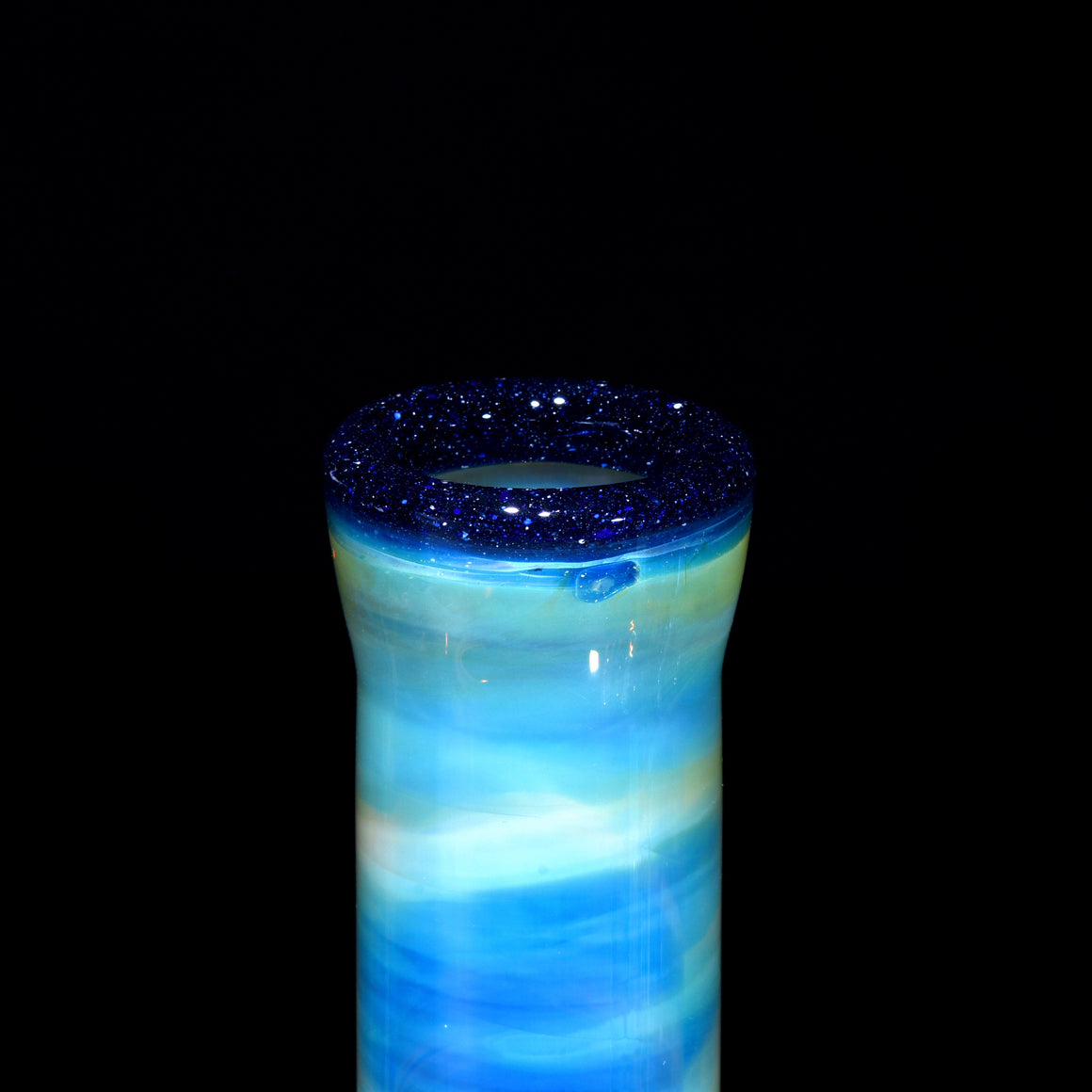 Fully-fumed & Accented 50mm Nautilus Straight Tube w/ 3-hole Horned Slide - Blue Blizzard - 18mm Female