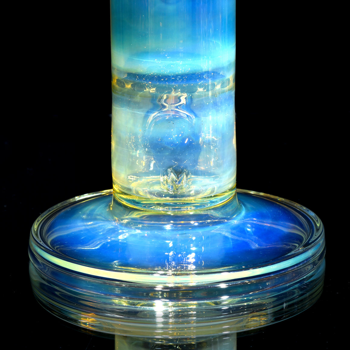 Fully-fumed & Accented 50mm Nautilus Straight Tube w/ 3-hole Horned Slide - Blue Blizzard - 18mm Female