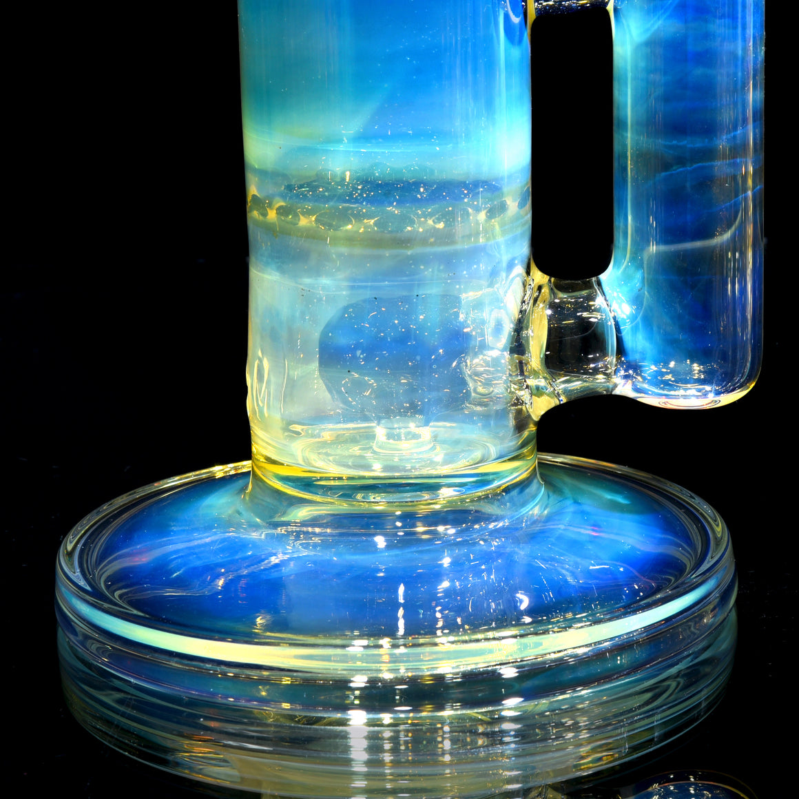 Fully-fumed & Accented 50mm Nautilus Straight Tube w/ 3-hole Horned Slide - Blue Blizzard - 18mm Female