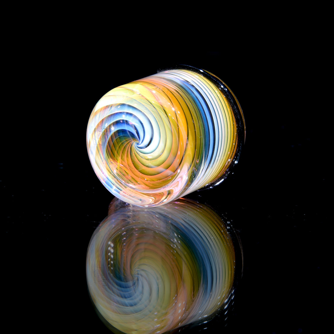 Lidded Airtight Baller Jar - Rainbow Fume Spiral w/ Star Opal