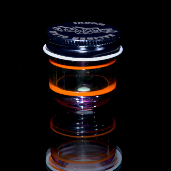 Lidded Airtight Baller Jar - Purple/Orange Lippies w/ Opal