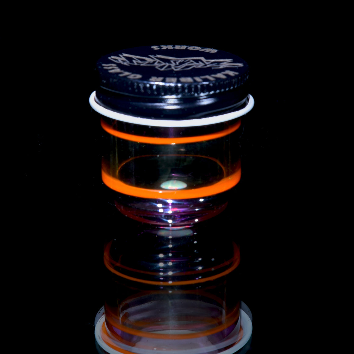 Lidded Airtight Baller Jar - Purple/Orange Lippies w/ Opal