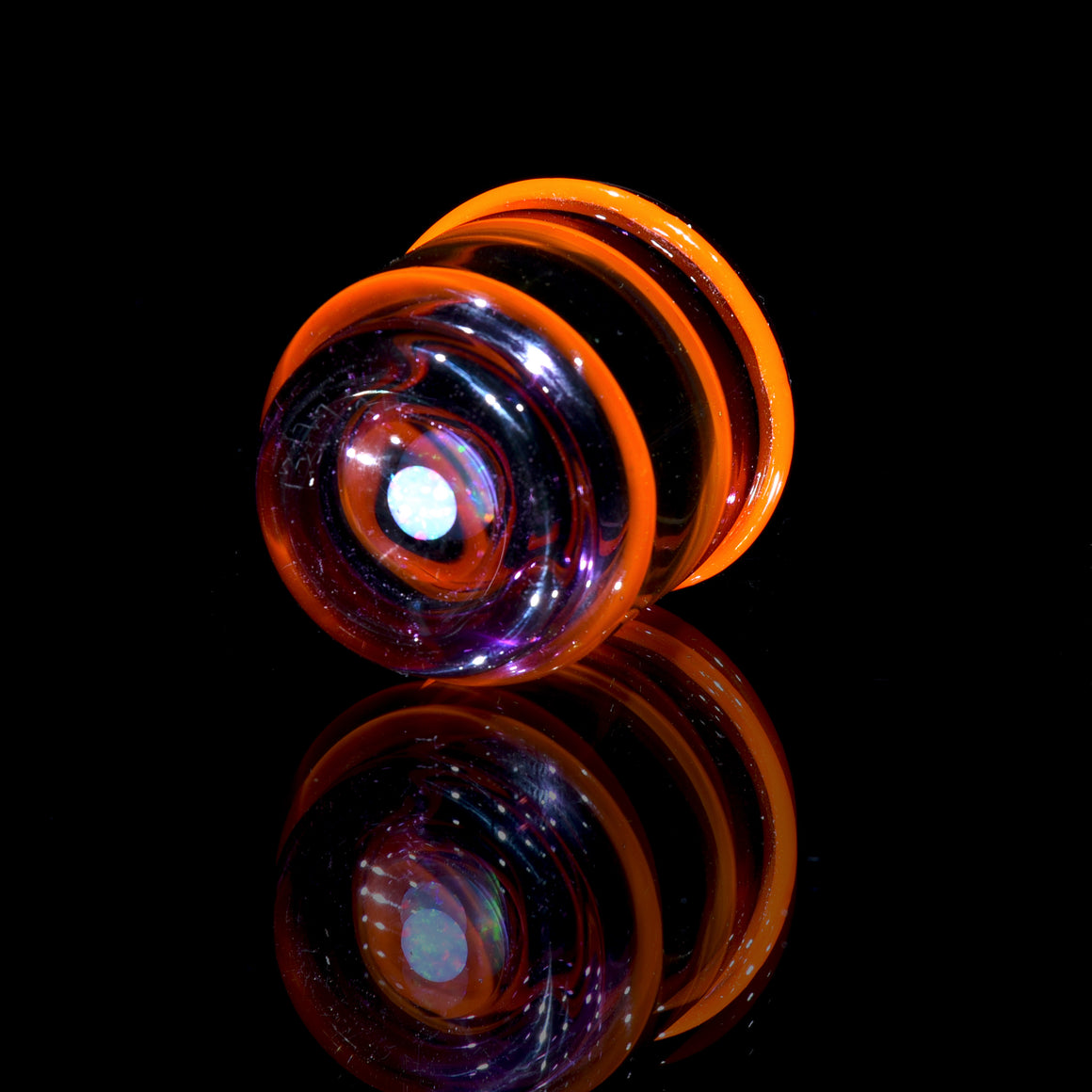 Lidded Airtight Baller Jar - Purple/Orange Lippies w/ Opal