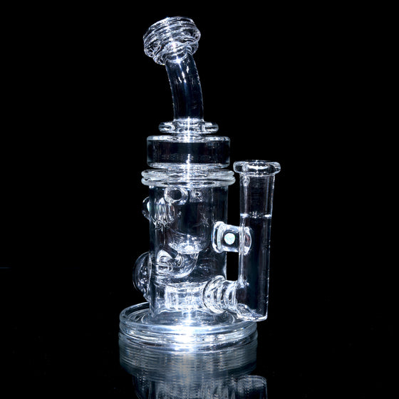 Double-Maria Crystalo Carved Klein Recycler w/ Gridded Perc - 14mm Female