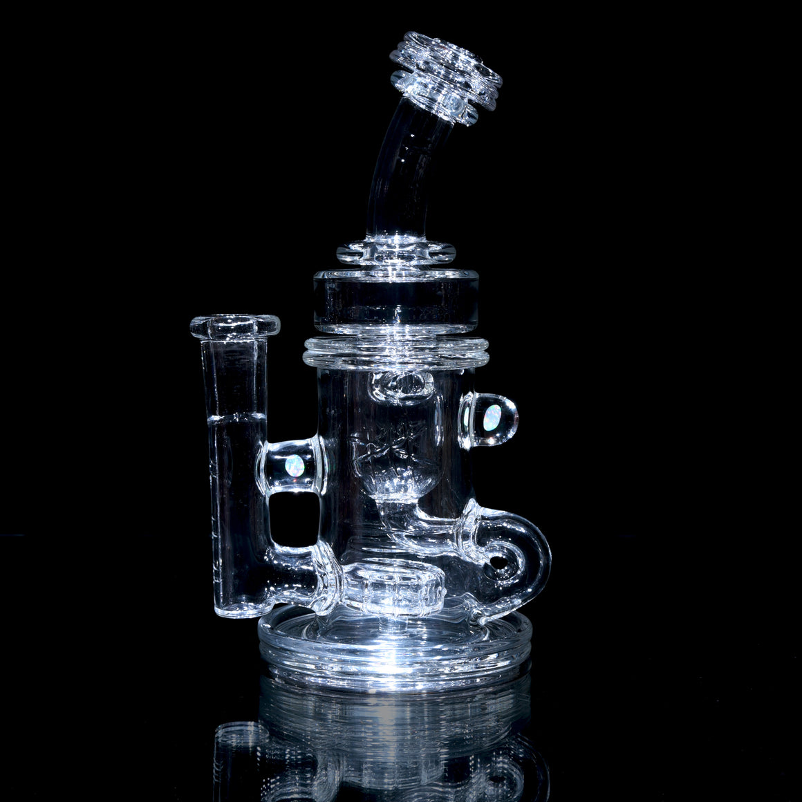 Double-Maria Crystalo Carved Klein Recycler w/ Gridded Perc - 14mm Female