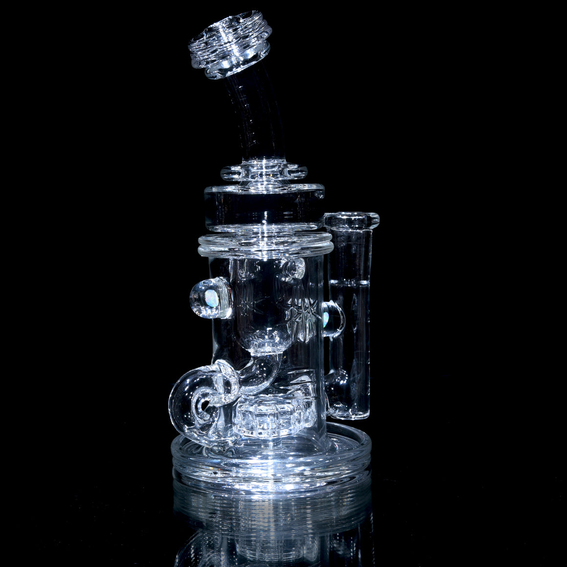 Double-Maria Crystalo Carved Klein Recycler w/ Gridded Perc - 14mm Female