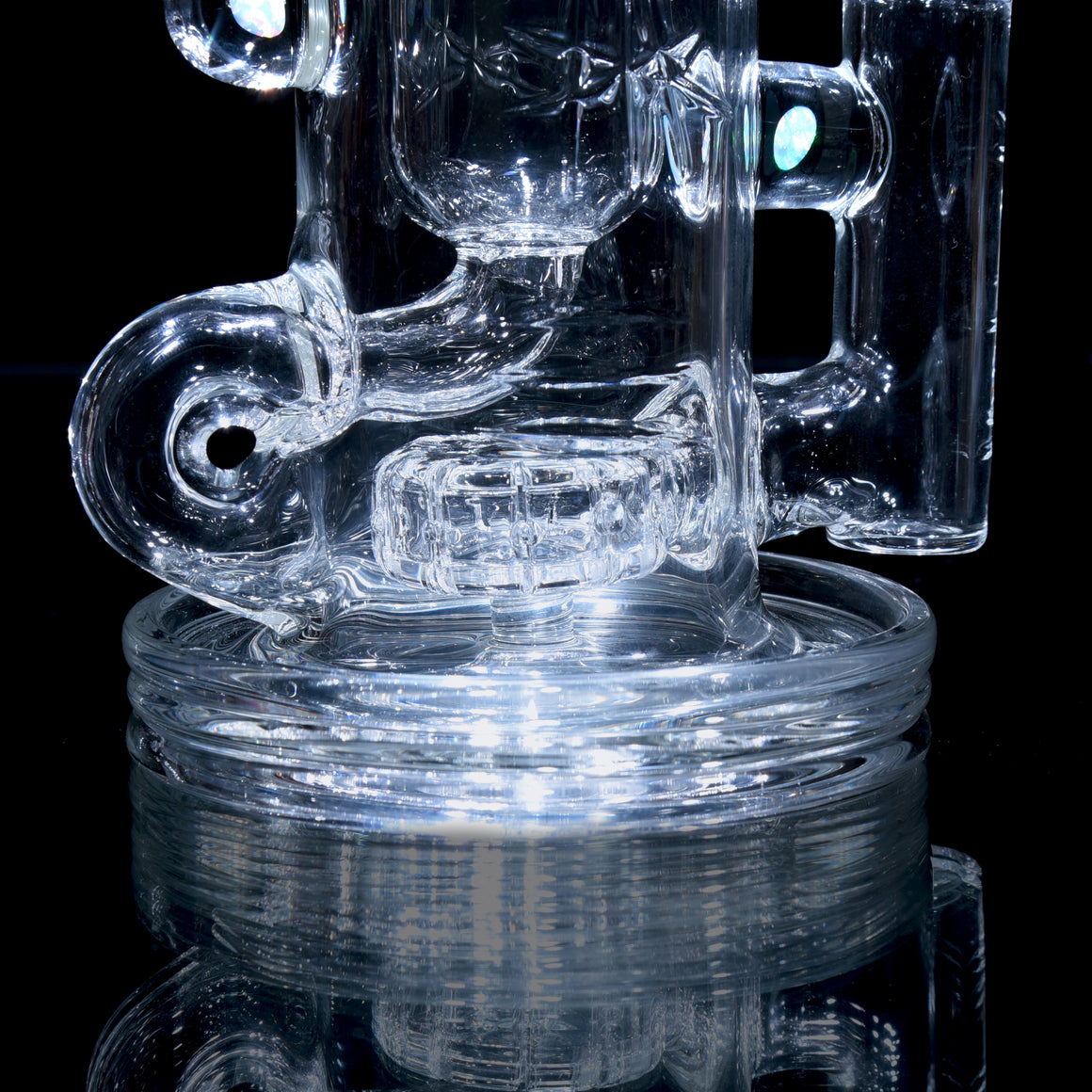 Double-Maria Crystalo Carved Klein Recycler w/ Gridded Perc - 14mm Female