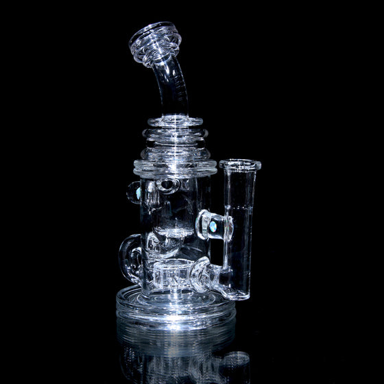 Double-Maria Crystalo Carved Klein Recycler w/ Gridded Perc - 14mm Female