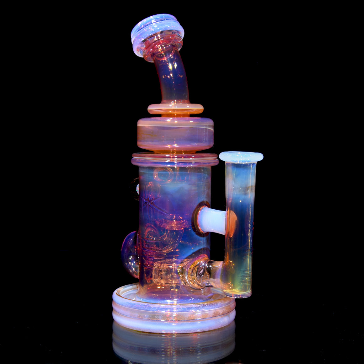 24K Gold Fumed & Carved Klein Recycler - Ghost - 14mm Female