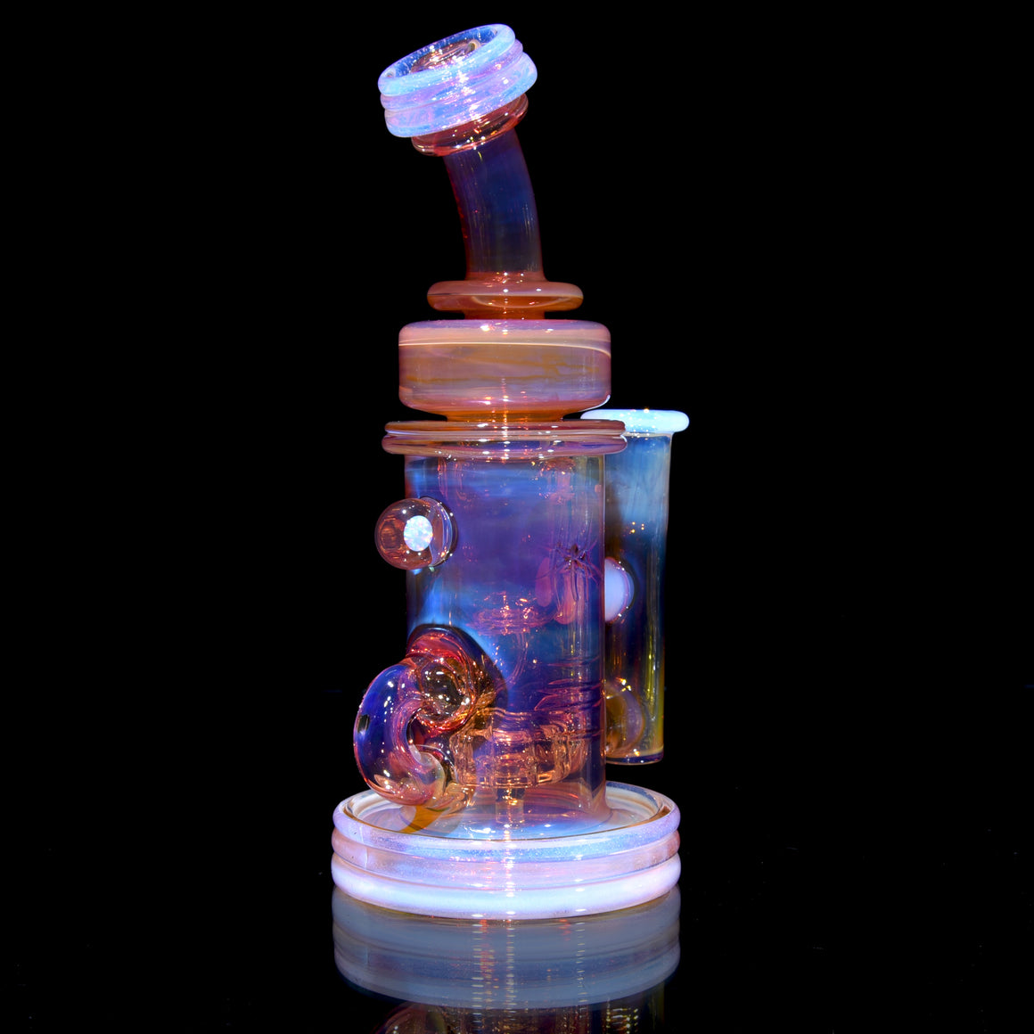 24K Gold Fumed & Carved Klein Recycler - Ghost - 14mm Female