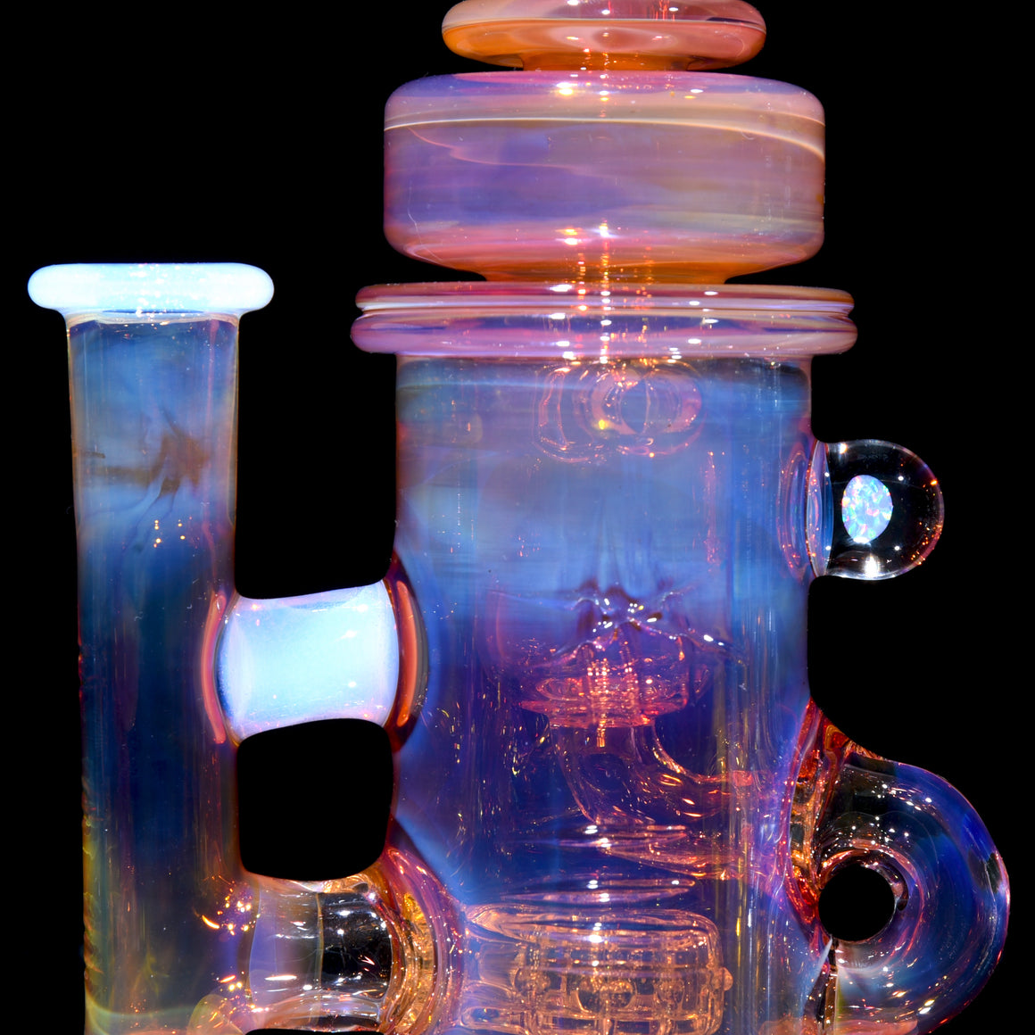 24K Gold Fumed & Carved Klein Recycler - Ghost - 14mm Female