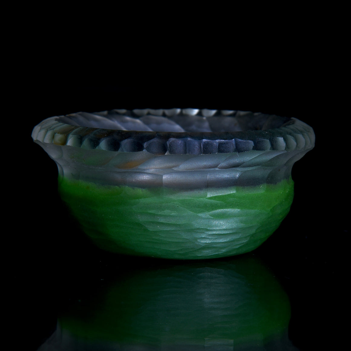 Green Battuto-carved Fume Implosion Dish