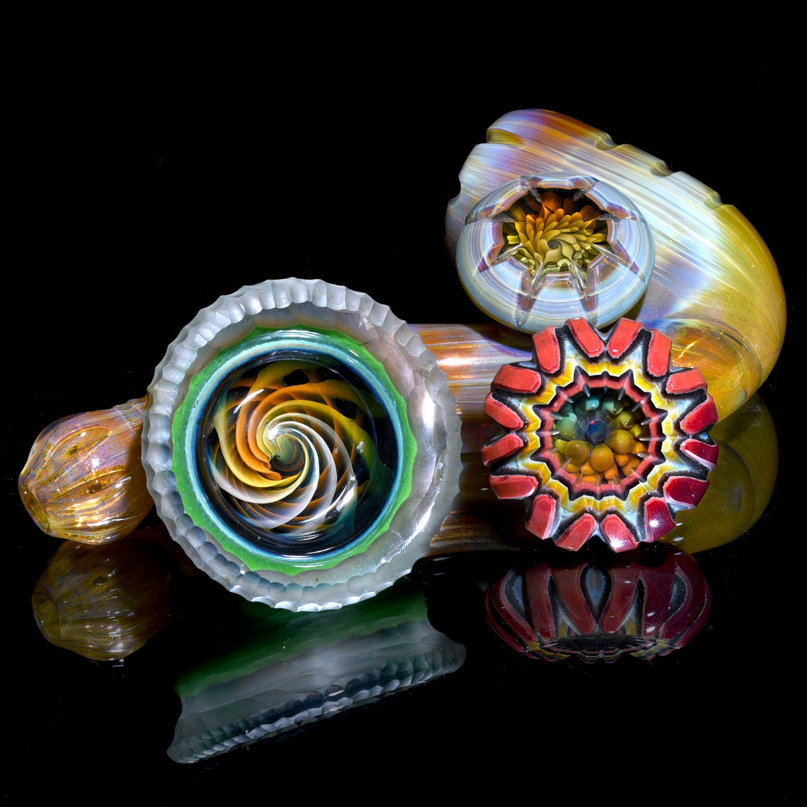 Green Battuto-carved Fume Implosion Dish