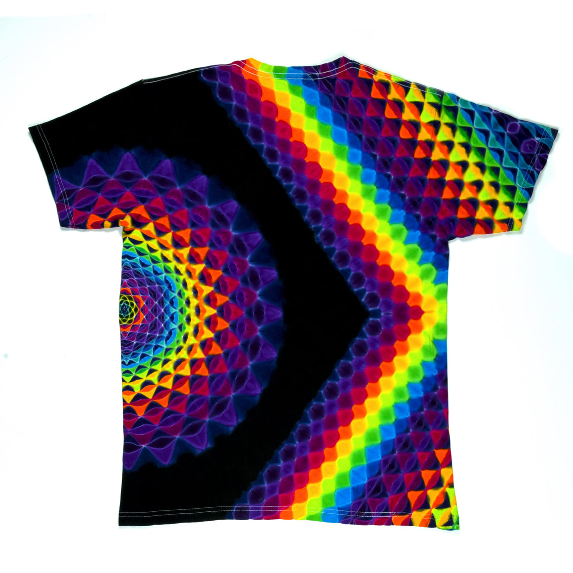 Medium - "Pacman" Rainbow Mandala/Honeycomb Combo - Short Sleeve Tie Dye T-Shirt