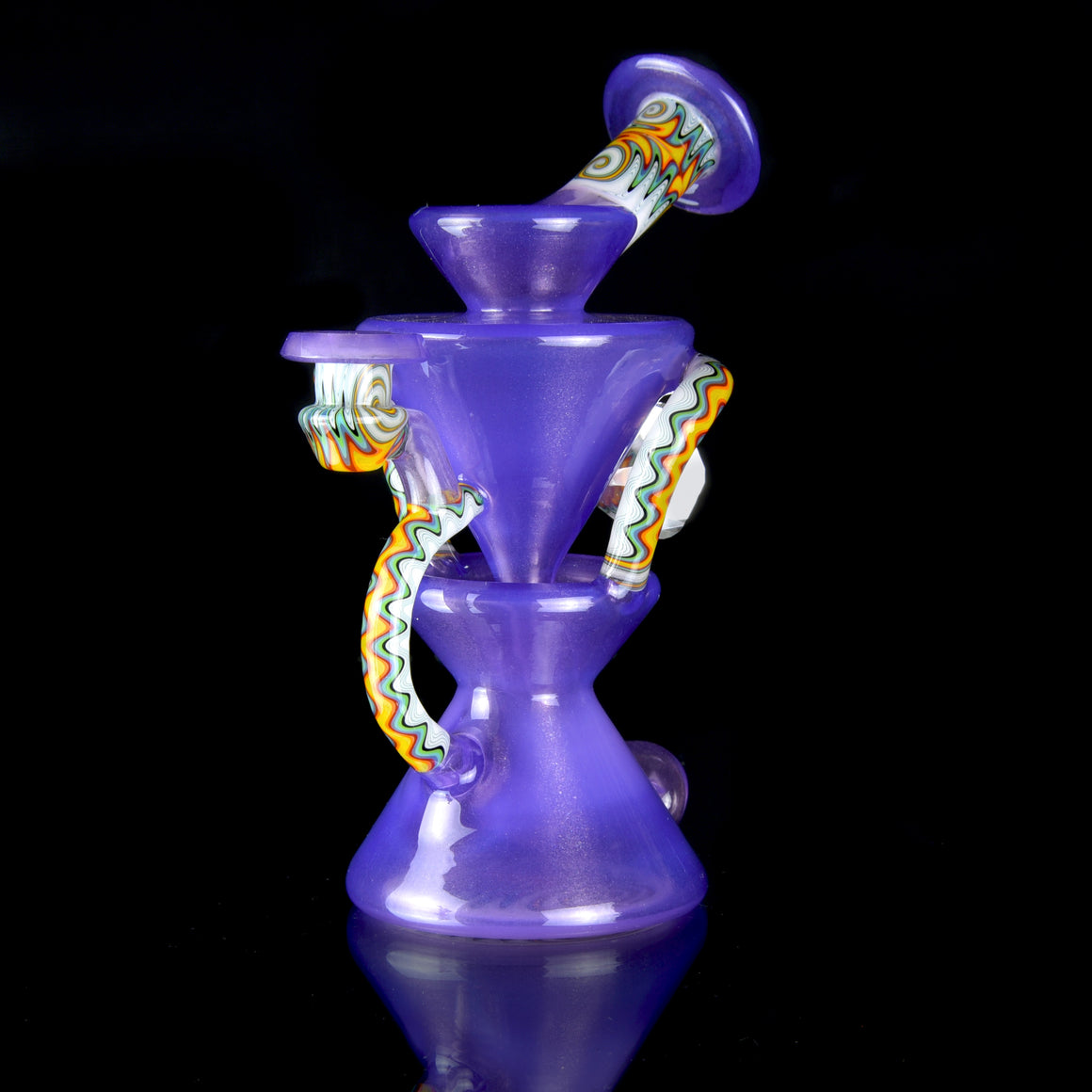 CFL Reactive Faceted Two & Through Double-uptake Floating Recycler - Pastel Potion/Linework - 10mm Female