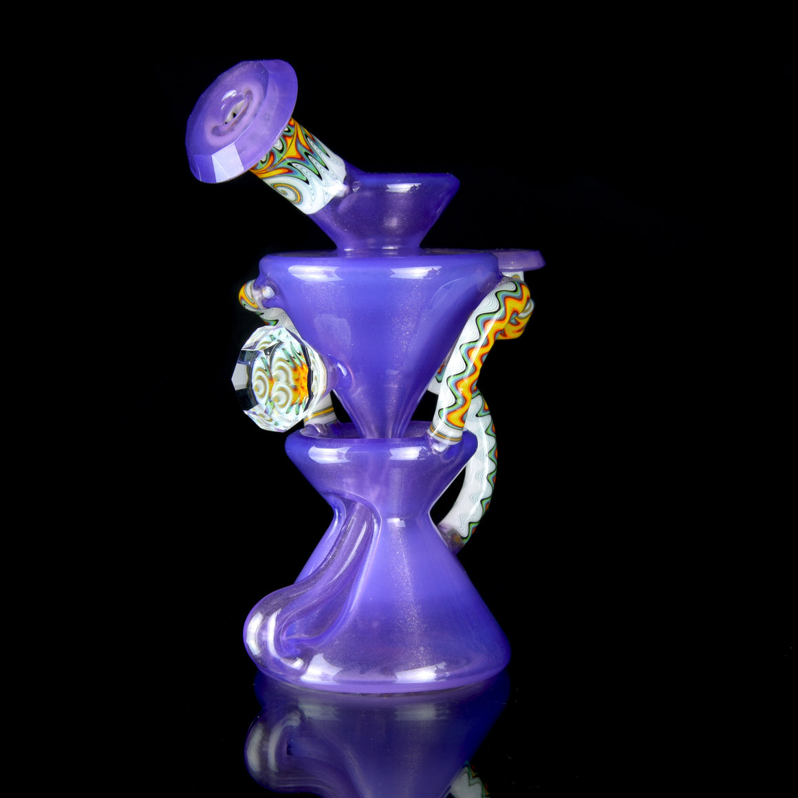 CFL Reactive Faceted Two & Through Double-uptake Floating Recycler - Pastel Potion/Linework - 10mm Female