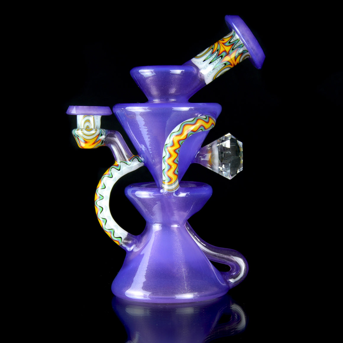 CFL Reactive Faceted Two & Through Double-uptake Floating Recycler - Pastel Potion/Linework - 10mm Female