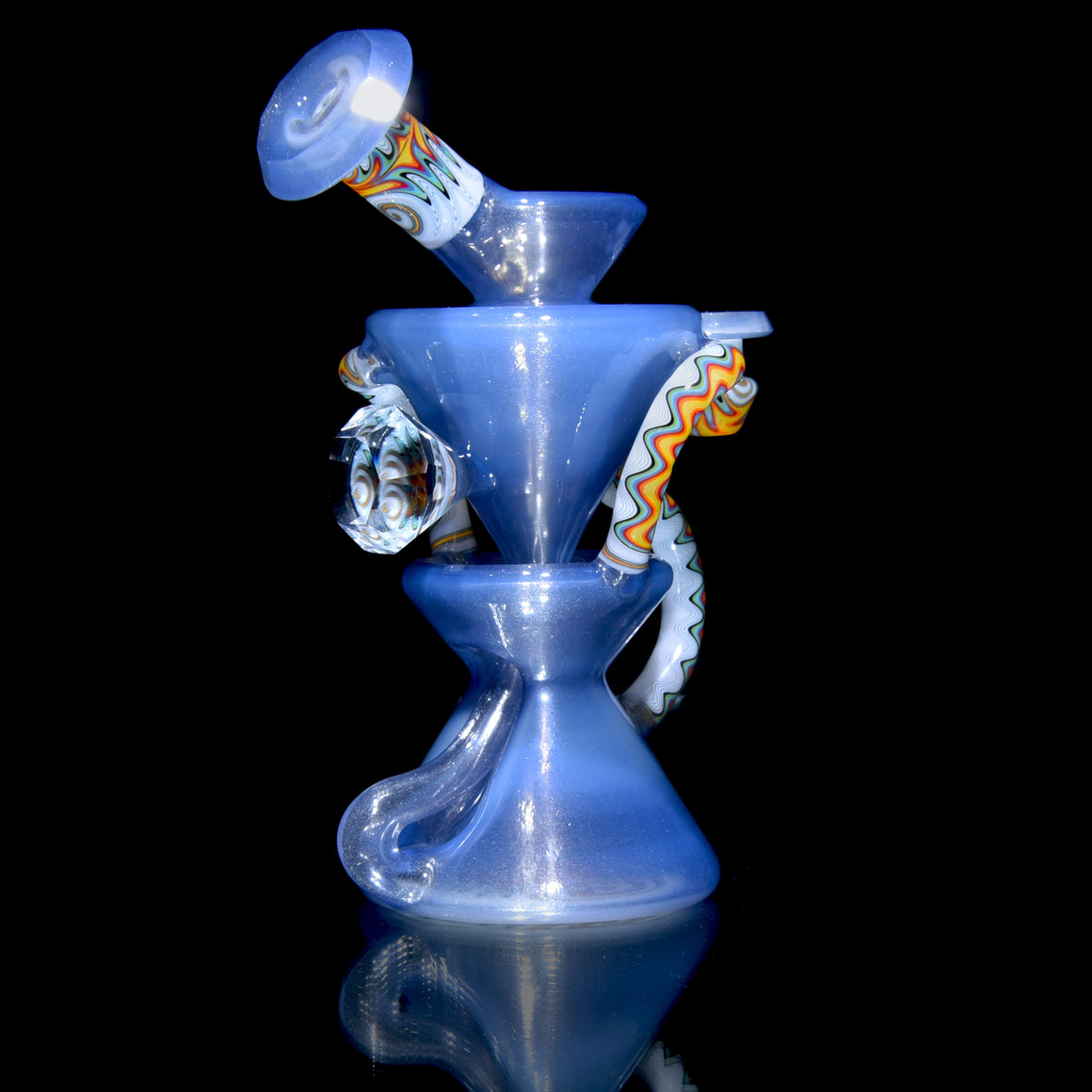 CFL Reactive Faceted Two & Through Double-uptake Floating Recycler - Pastel Potion/Linework - 10mm Female