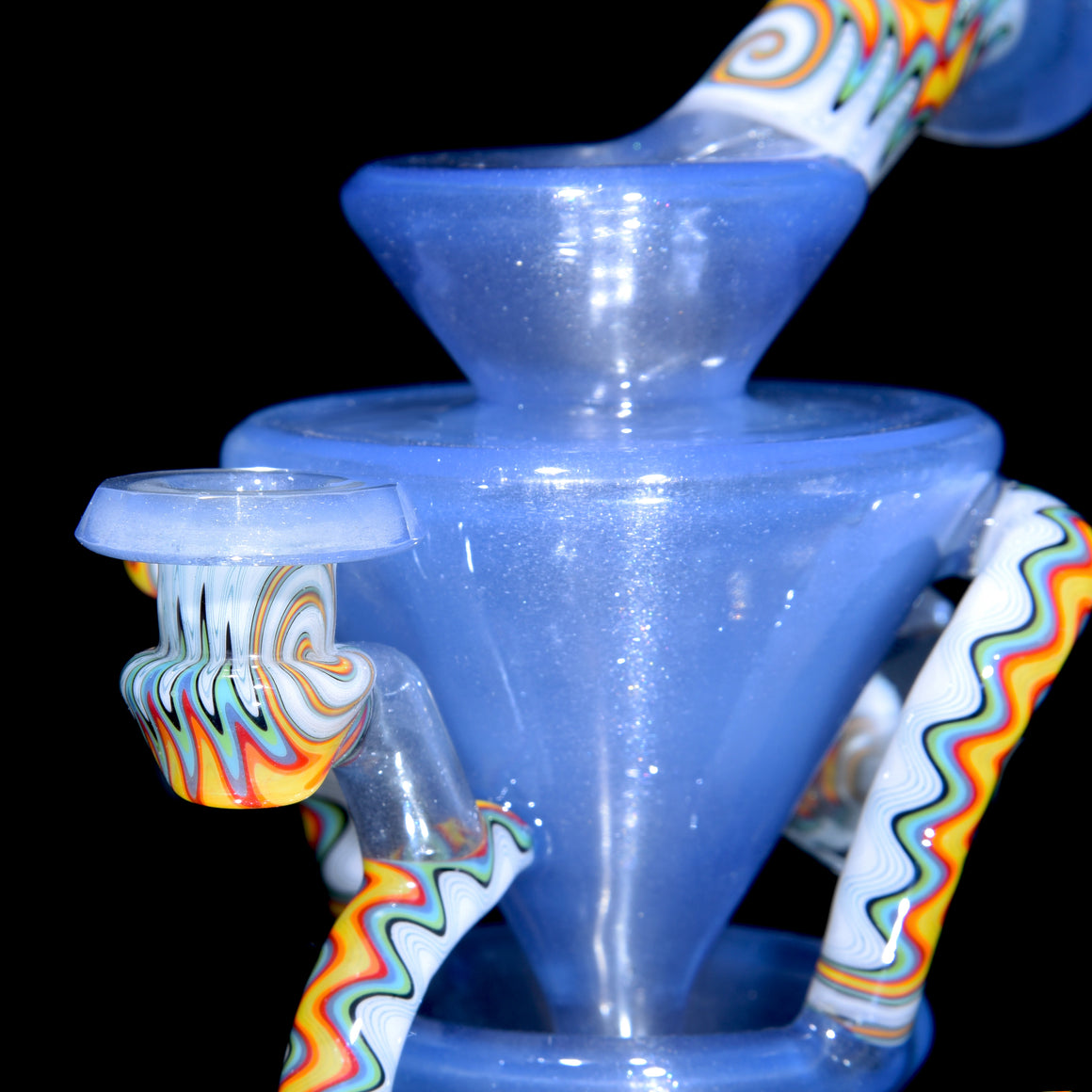 CFL Reactive Faceted Two & Through Double-uptake Floating Recycler - Pastel Potion/Linework - 10mm Female