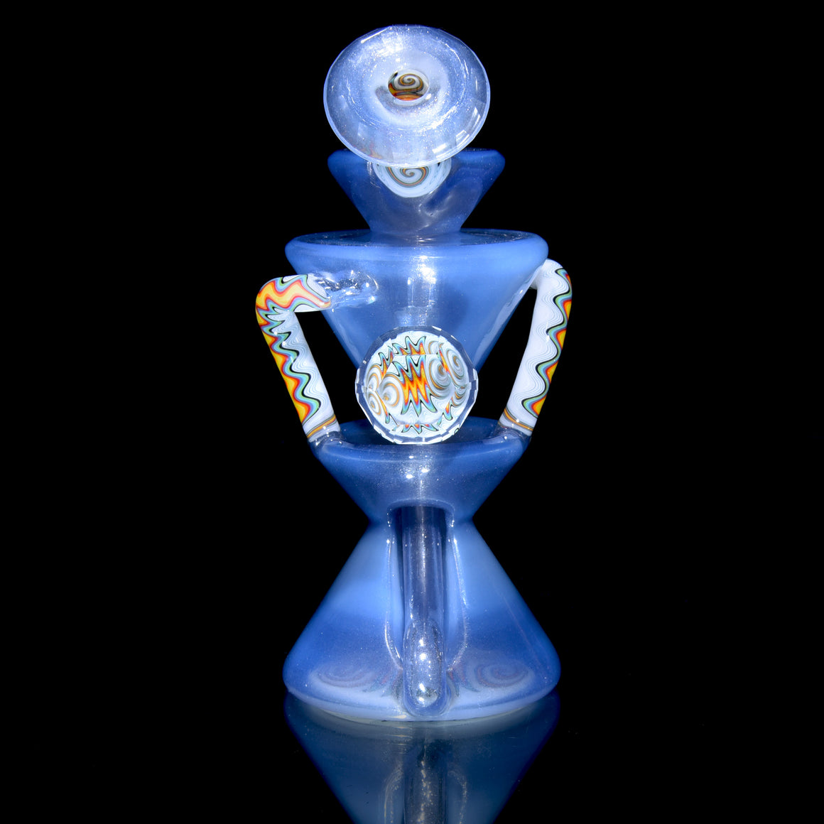 CFL Reactive Faceted Two & Through Double-uptake Floating Recycler - Pastel Potion/Linework - 10mm Female